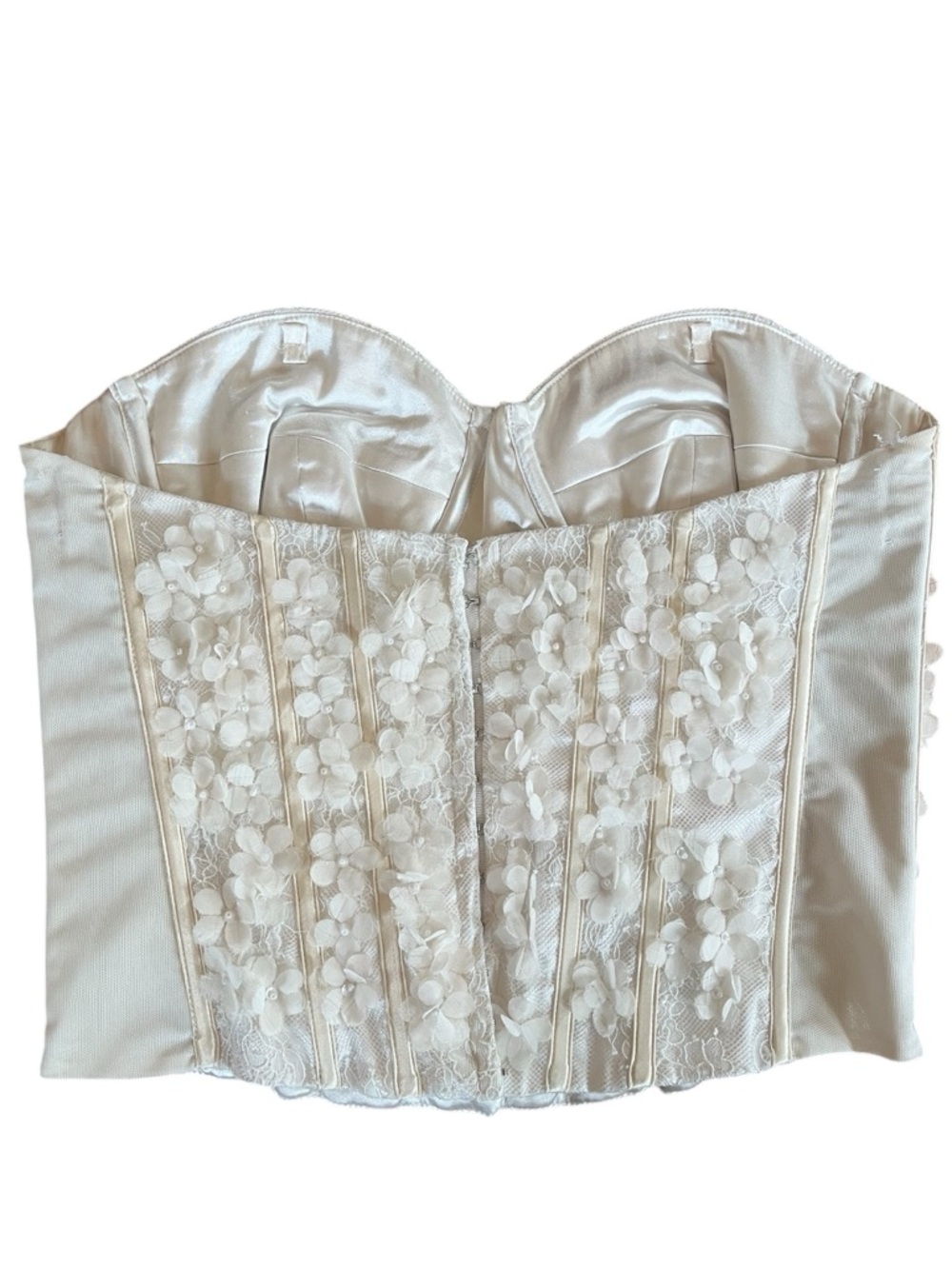 Ann Taylor Ivory Lace 3D Floral & Pearl Appliqué Bustier Corset size 6 - Picture 4 of 13